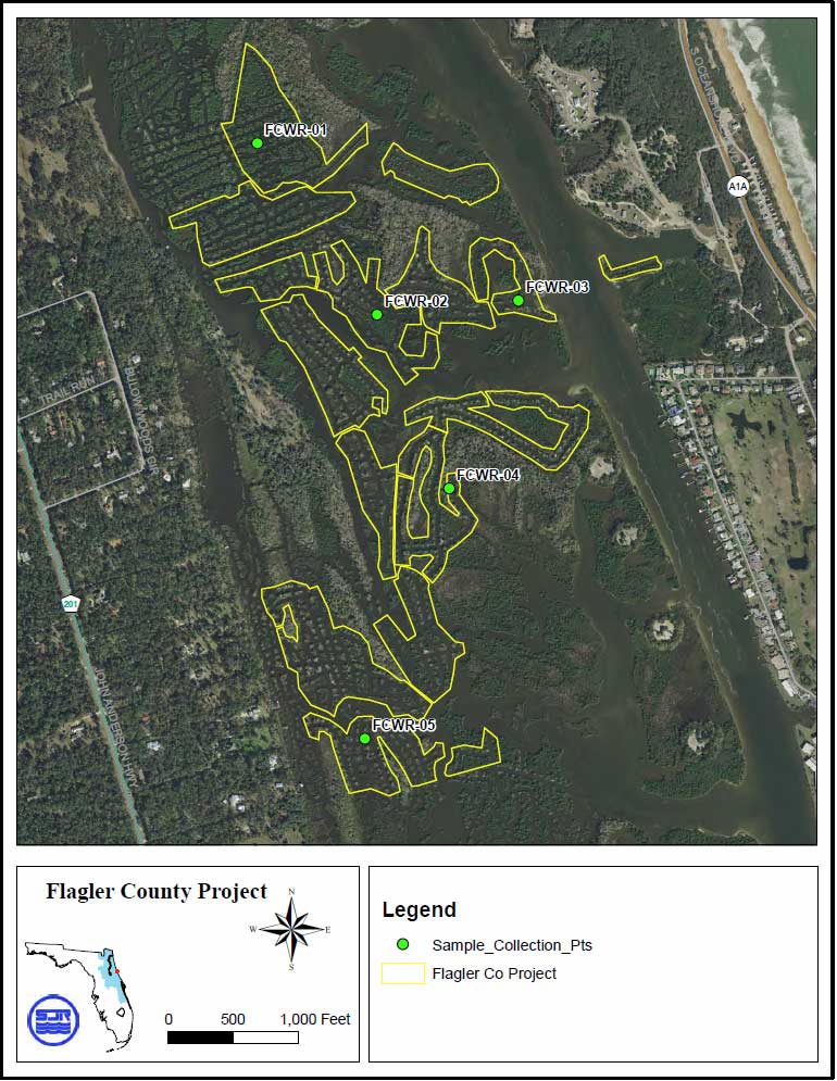 Flagler County wetland restoration project DDT soil sample sites